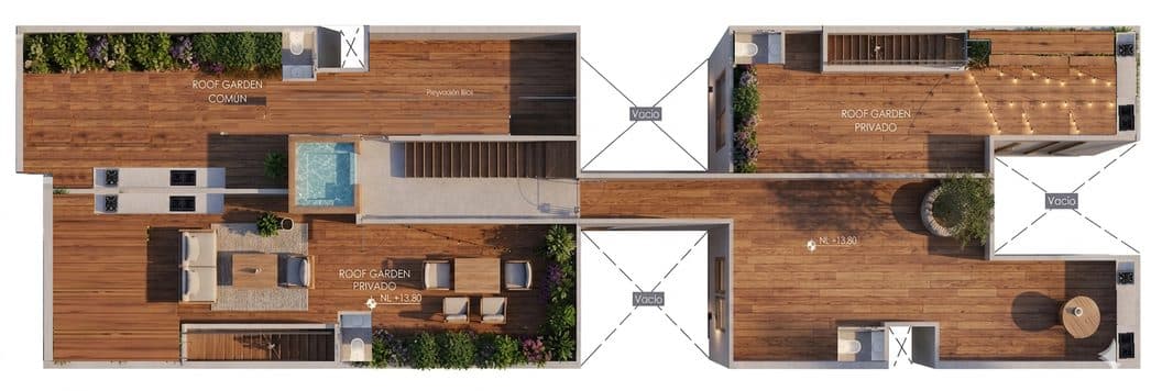 Plano de los dos roof gardens