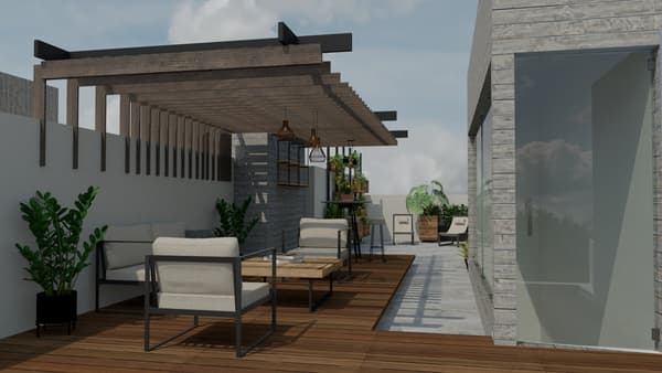 Roof garden con zona de estar